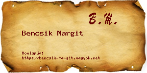 Bencsik Margit névjegykártya